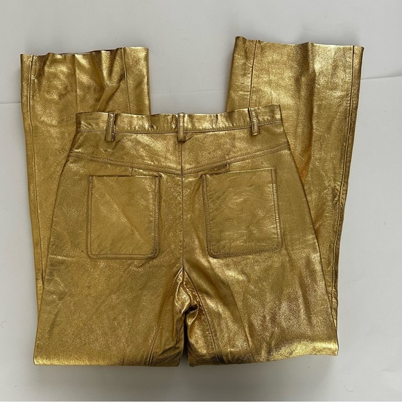 Sandro Orne Metallic Lamb Leather Pants Gold Size XS - Picture 10 of 16